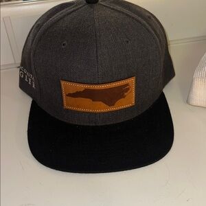 Charcoal and Black Men's Hat with Leather Patch